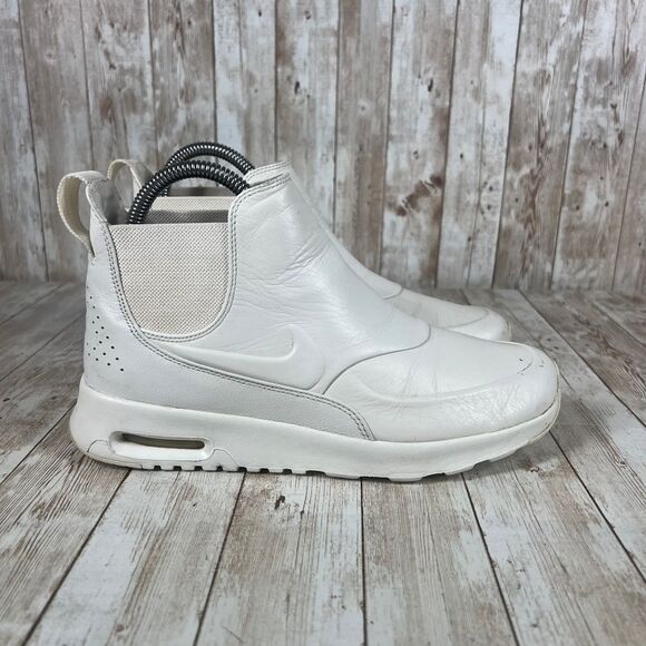 Nike Air Max Chelsea Boots Slip-On Athletic Sneakers White Leather‎ Women's US 8 - Picture 1 of 8